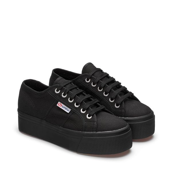 Superga 2790 Platform Black Platform Sneakers - Women's USA | US1877896